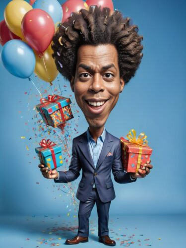 Charming Birthday Caricature of an African American Man