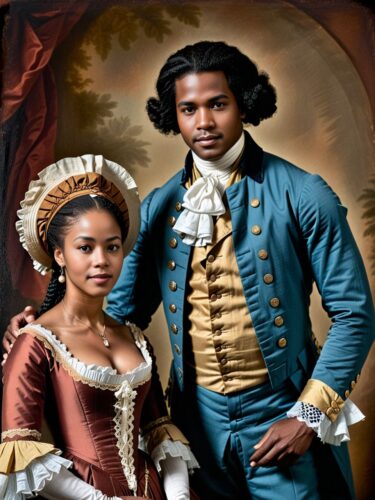 18th Century African American Couple in Historical Attire