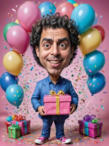 Colorful Birthday Caricature of a Middle Eastern Man