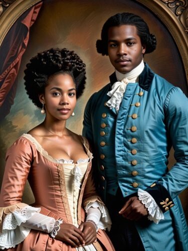 18th Century African American Couple in Period Attire