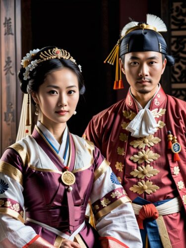 18th Century Asian Historical Figures in Traditional Clothing