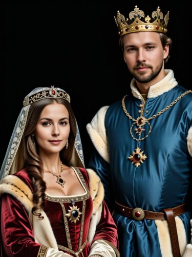 Medieval King and Queen in Royal Attire