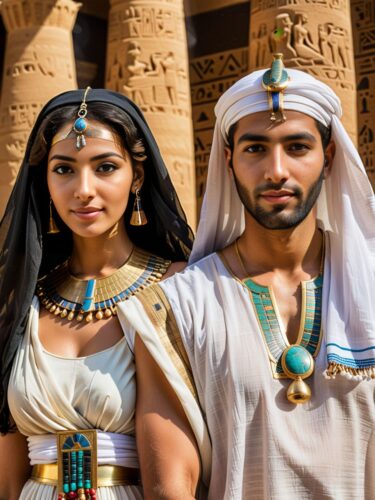 Ancient Egyptian Couple in Traditional Attire
