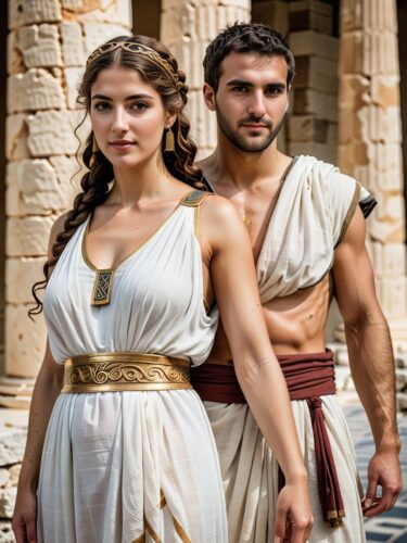 Ancient Greek Couple in Traditional Attire