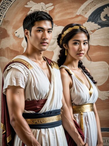 Ancient Greek Couple in Traditional Attire