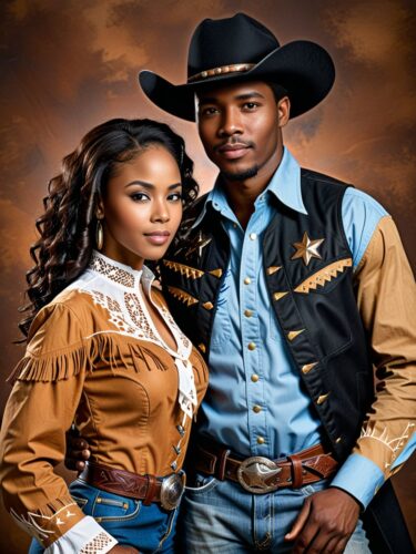 Western Cowboy and Cowgirl in Traditional Attire