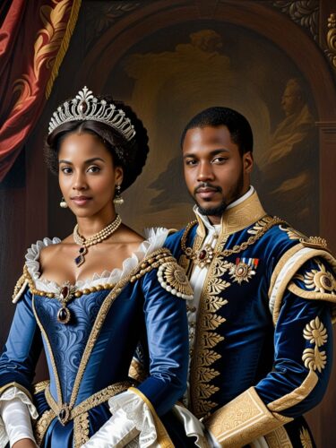 African American Royal Couple in Regal Attire