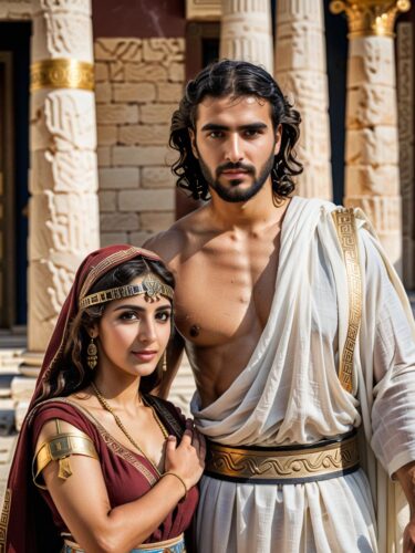 Ancient Greek Couple in Traditional Attire