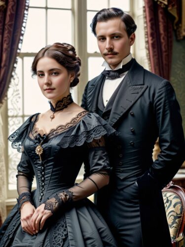 Victorian Romance: Elegant Couple Portrait