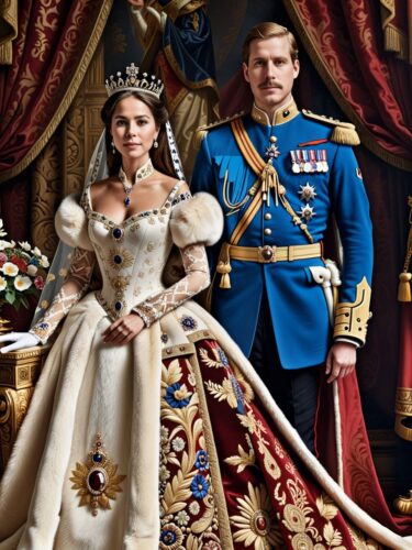 Royal King and Queen in Regal Attire