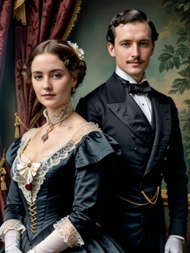 Elegant Victorian Couple in Classic Attire