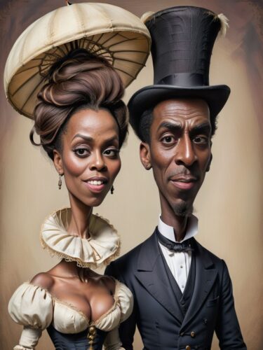 Victorian Era African Couple Caricature Portrait