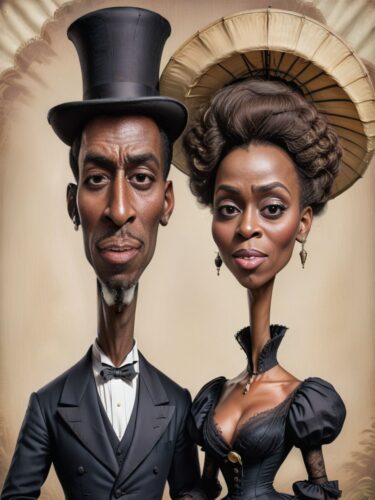 Victorian Era African Couple Caricature Portrait