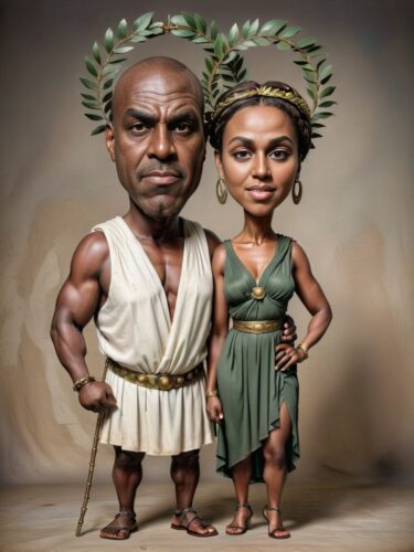 Ancient Greek Couple Caricature Portrait