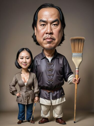 Whimsical Renaissance Couple Caricature Portrait