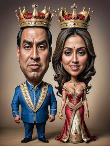 Royal Caricature Couple Portrait