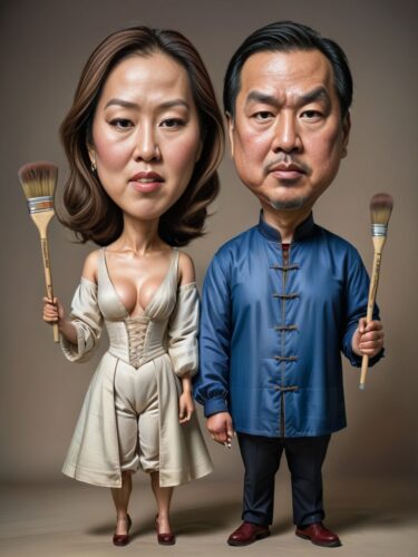 Whimsical Renaissance Couple Caricature Portrait