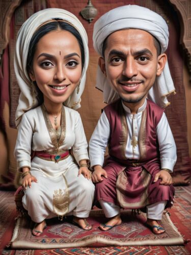 Enchanting Moroccan Couple Portrait on a Magic Carpet