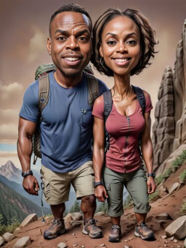 Adventurous Black Couple Hiking Together