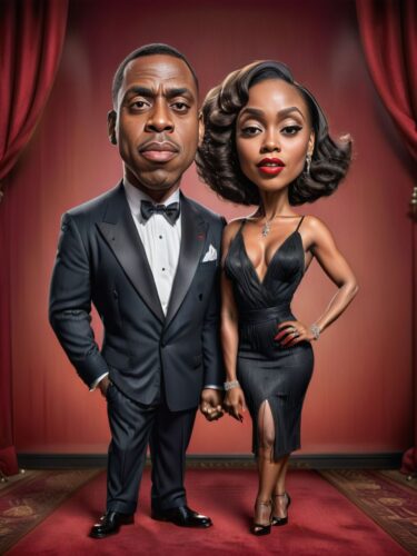 Glamorous Black Couple in Classic Hollywood Attire