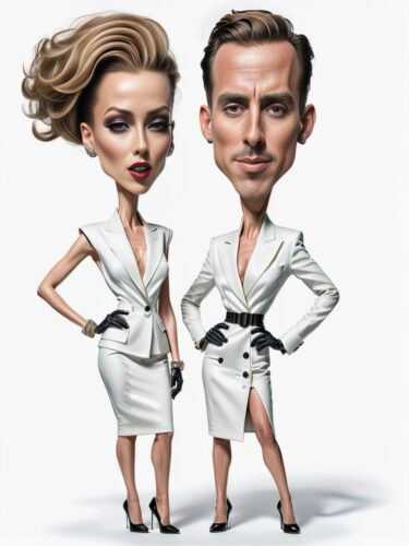 High-Fashion Caricature Couple Portrait