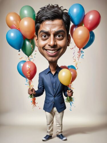 Young Indian Man with Birthday Balloons